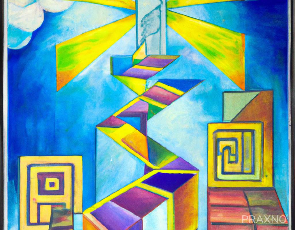 "The Stairway to Truth" suggests that the hidden truth is found by ascending through different levels of understanding and knowledge.